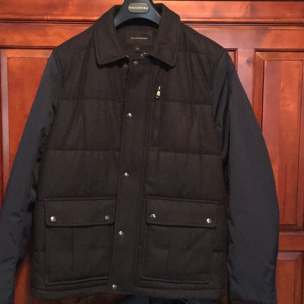 BR gray quilted wool jacket